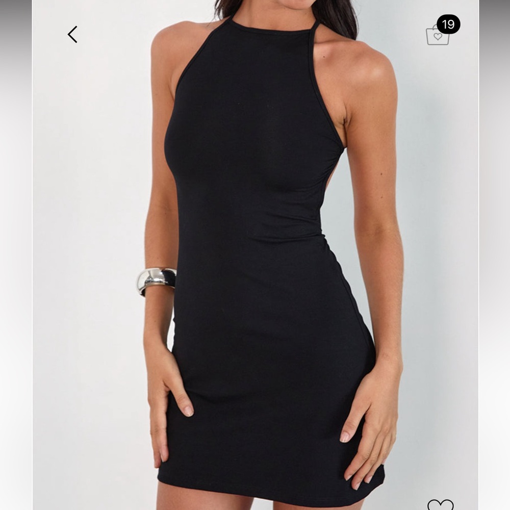 Motel Rocks Black Tie-Back Mini Dress
